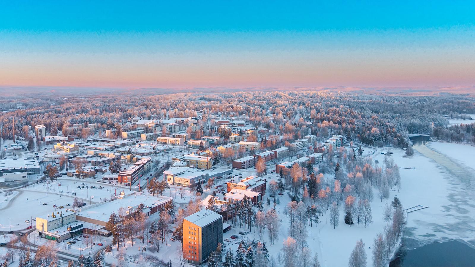 Ilmakuva Äänekosken kaupungin keskustasta.